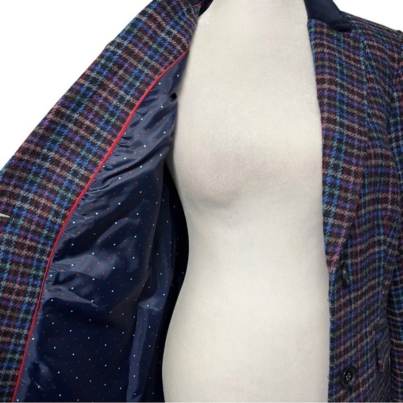 Talbots Blue Plaid Velvet Collar Shetland Wool Blazer Size 6 - Picture 5 of 10